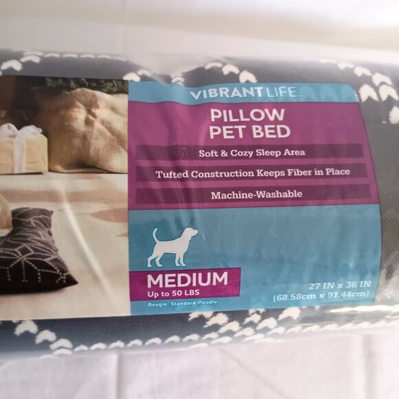 Vibrant Life Soft & Cozy Blue Pillow Pet Bed 27x36 Tufted Machine Washable NIP - Picture 6 of 16